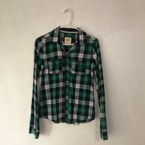 Hollister Green Plaid Button Up
